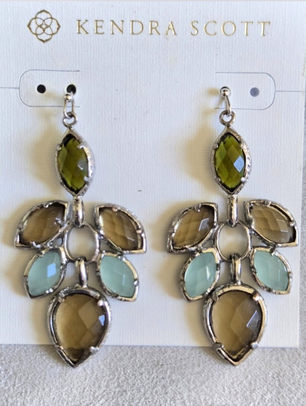 Kendra Scott Rare Camo Quartz Stones Smoky Quartz, Chalcedony Jeanine Earrings